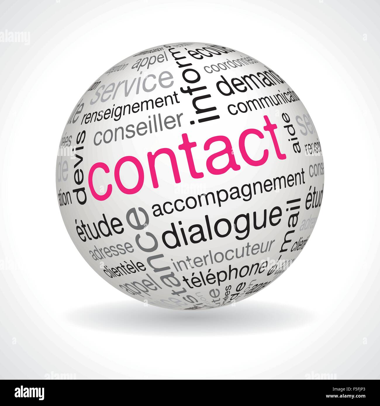 French contact theme sphere with keywords full vector Stock Vector