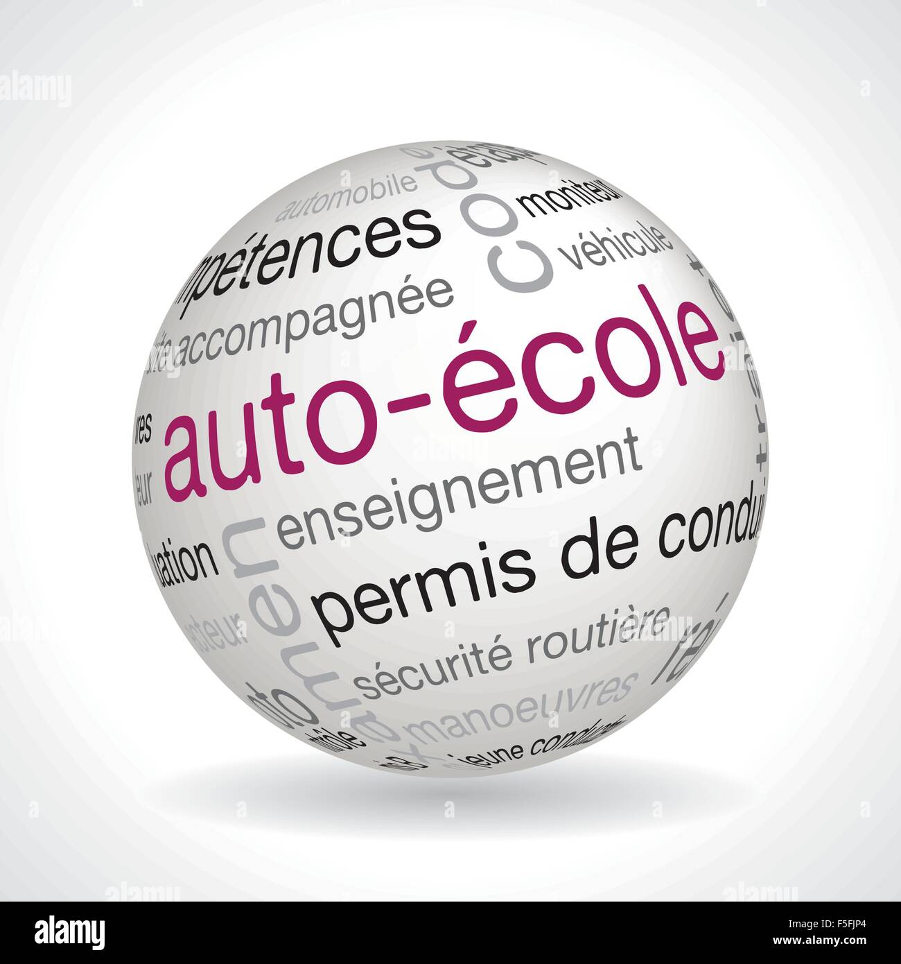 French Driving School theme sphere with keywords full vector Stock Vector
