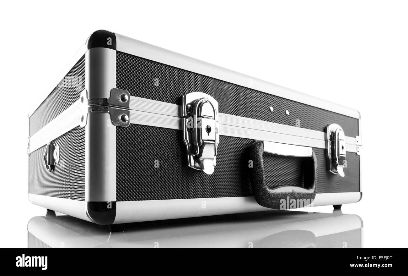 Metal briefcase isolated on white background Stock Photo - Alamy