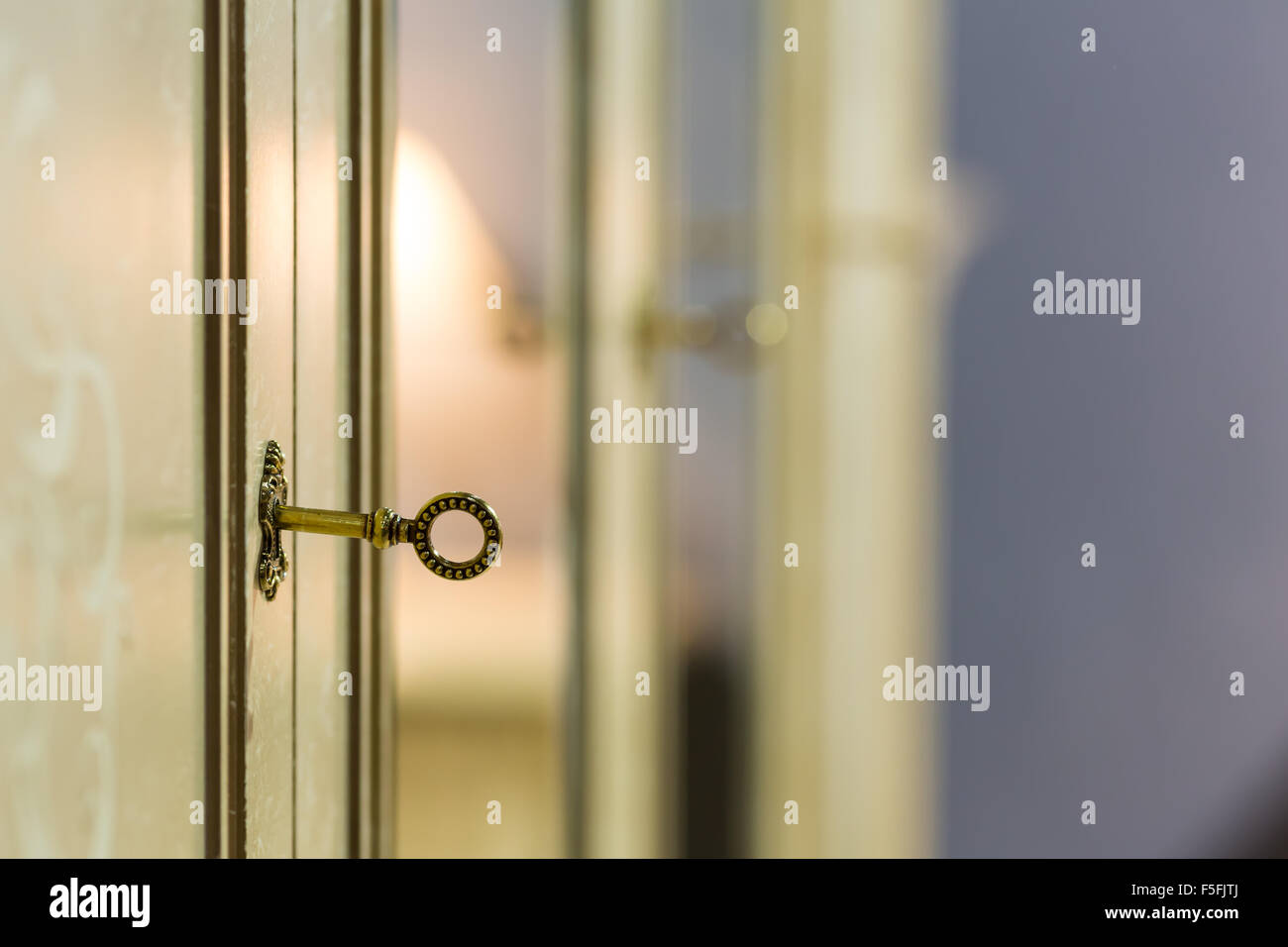 Key in the door lock Stock Photo