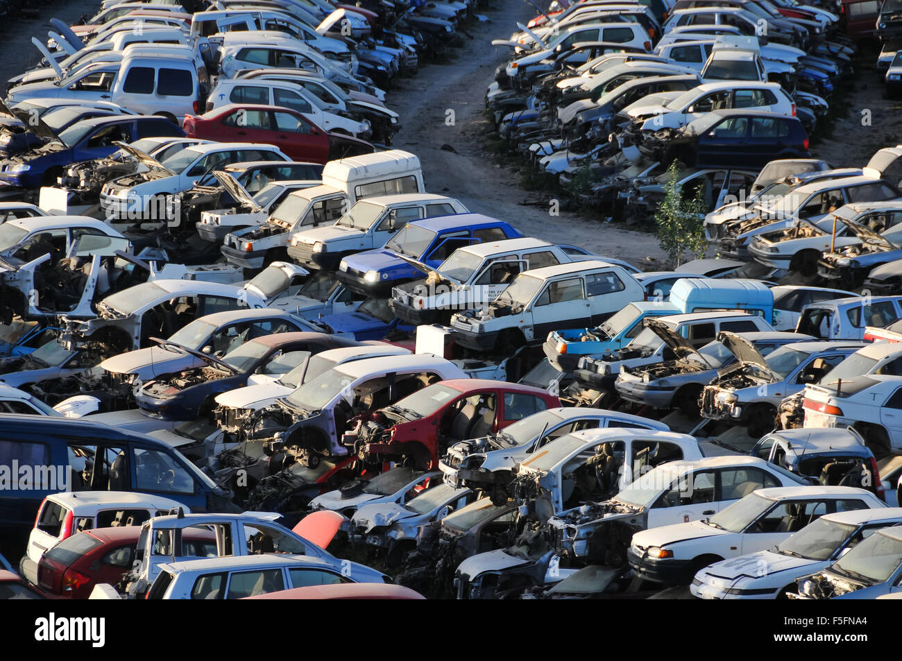Old Junk Cars On Junkyard Stock Photo - Alamy