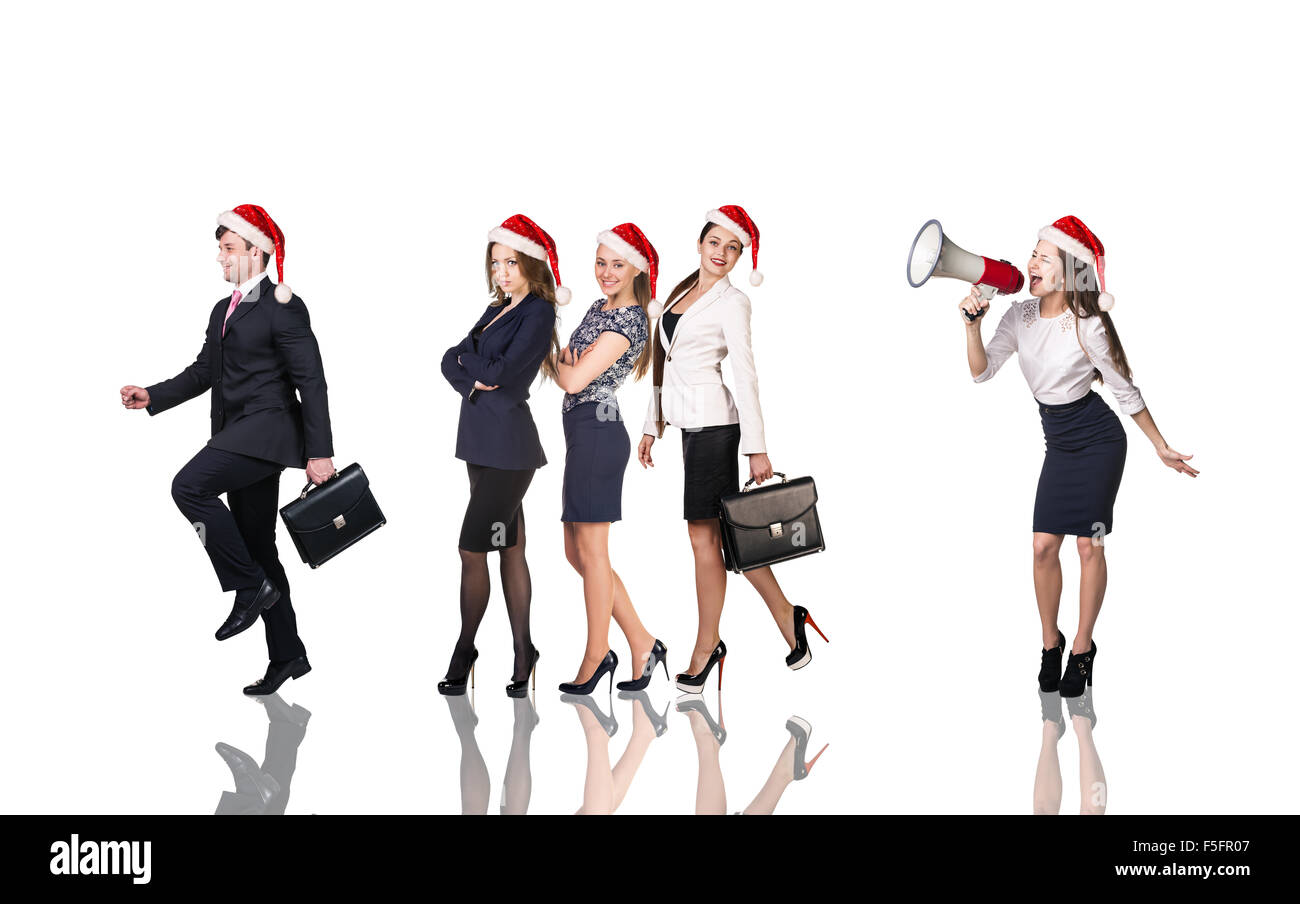 Businesspeople people in a Santa Claus hat Stock Photo - Alamy