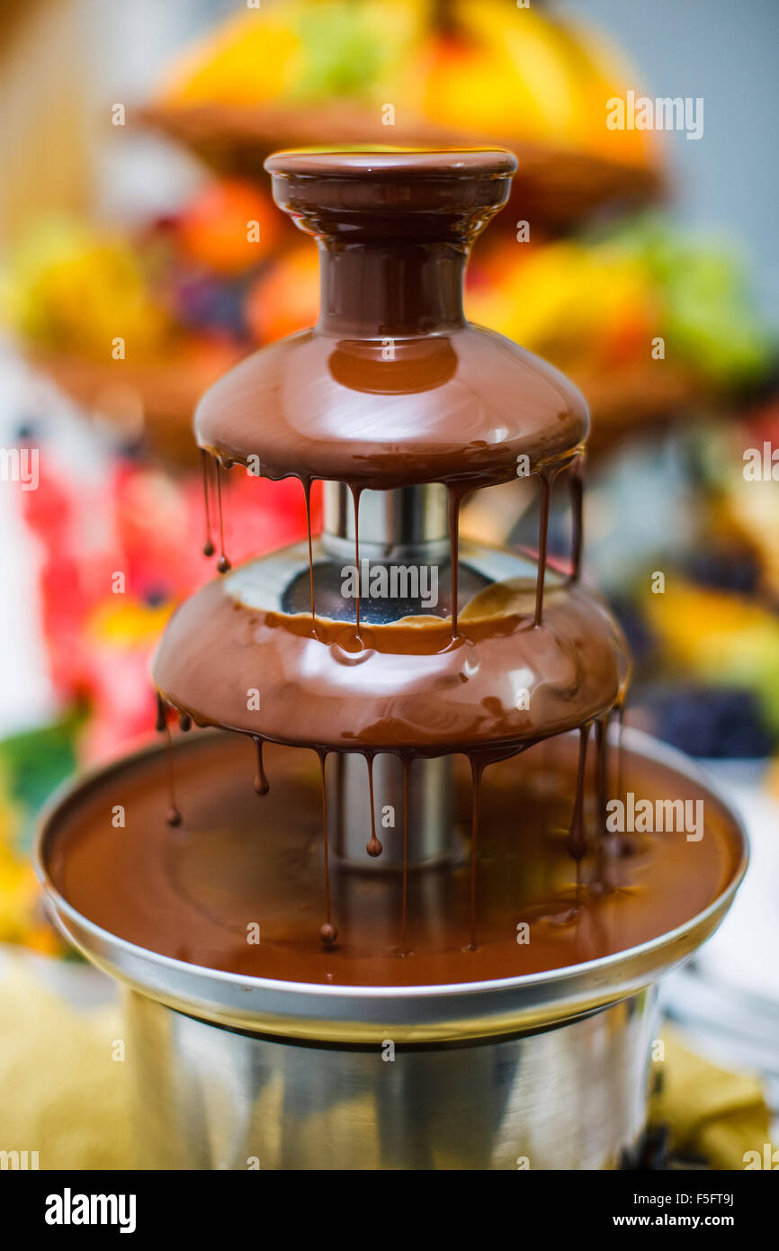 Chocolate fountain Stock Photo