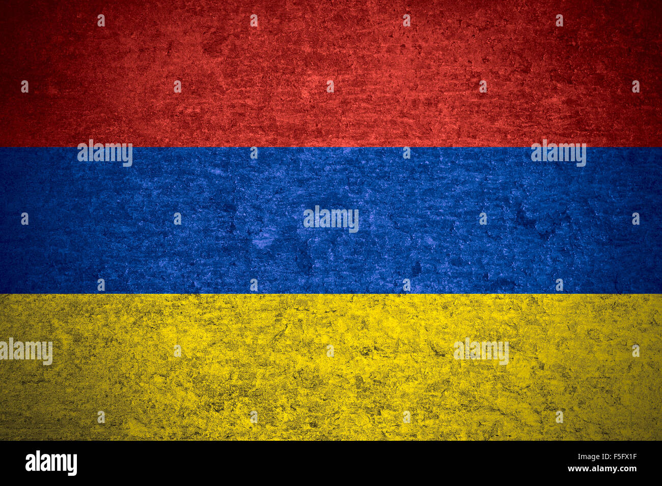 flag of Armenia or Armenian banner on old metal texture background Stock Photo