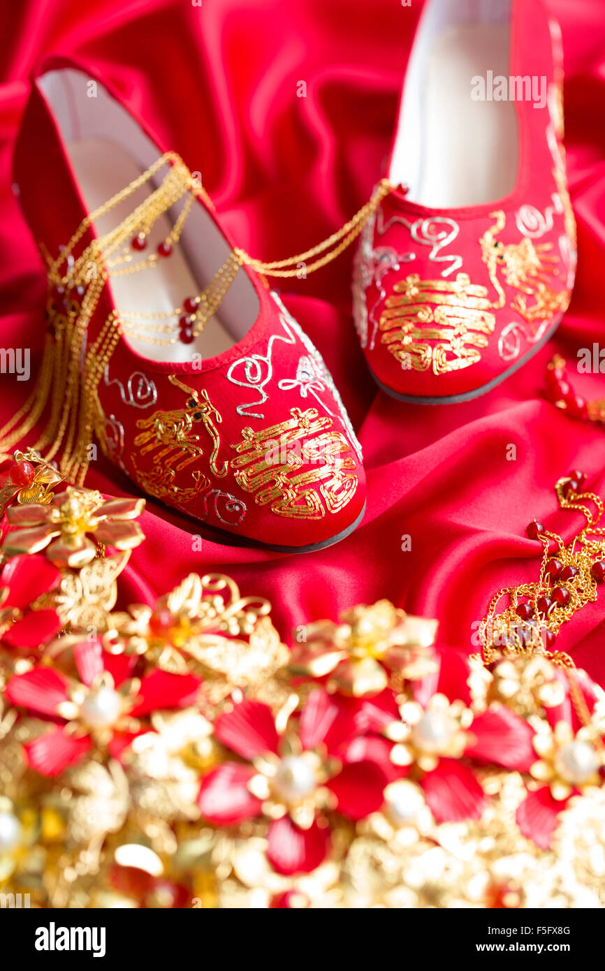 Buy Premium Handmade Traditional Chinese Red Wedding Shoes, China Red Xiuhe  Gown Matched Shoes 秀禾鞋 Flat & High Heels Online in India - Etsy
