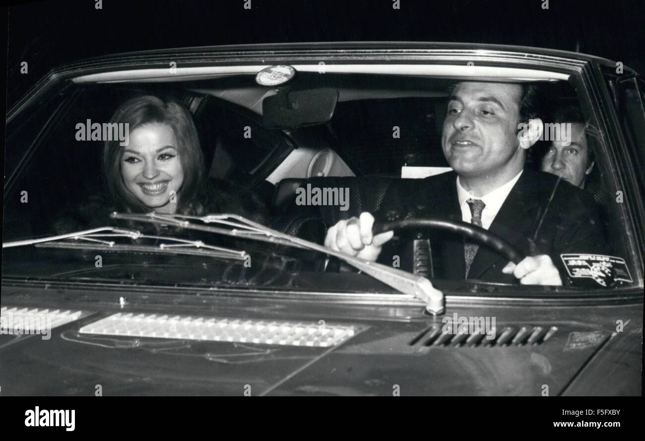 1972 - Princess-actress (or actress-princess) Ira Furstenberg seen accompanied by the newsman Leone Piccioni, so of a former minister of the past Government, signor Attilio Piccioni. They are coming by a party. © Keystone Pictures USA/ZUMAPRESS.com/Alamy Live News Stock Photo