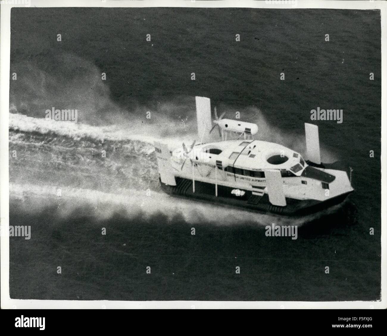 1972 - THE ''FLYING CRAB'' HOVERCRAFT BEGINS PASSENGER SERVICE: History was made yesterday in the Irish Sea by the 11-ton 24-seater Vickers-Armstrong VA 3 Hovercraft which completed a 19-mile trip from Wallasey to Rhyl across the Des estuary in half an hour at a speed of 60 mph. Looking like some giant flying crab it took the first passengers of a service that begins on Friday for which more than 3000 tickets have already been sold. The service is for 8 weeks, 6 days a week, 6 times a day. Cost &pound;2 return. Holiday-makers will save up to 1 1/2 hours on summer roads. Southern Rhodesia and S Stock Photo