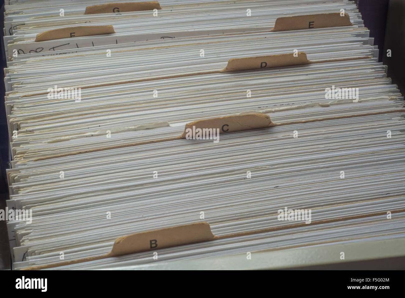 Traditional old card index filing system Stock Photo Alamy