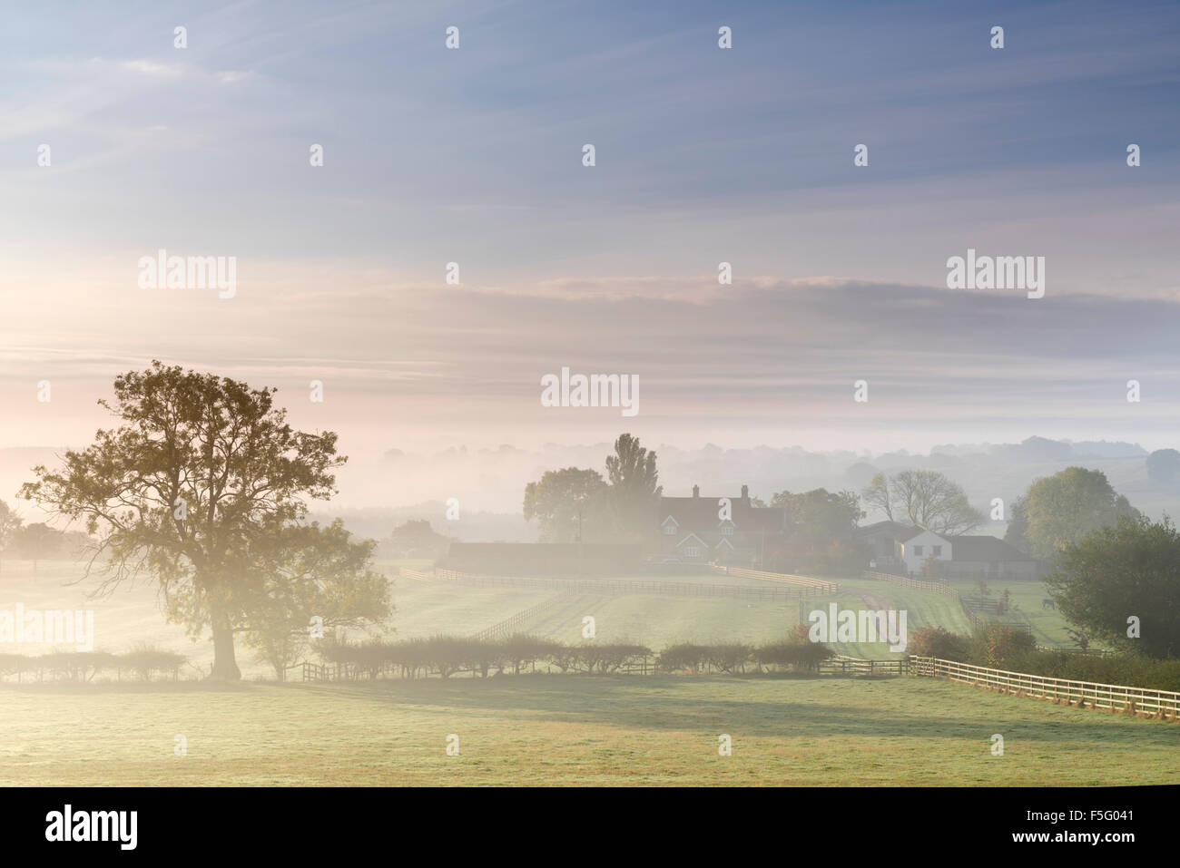 A farm and paddocks near to Sheriff Hutton North Yorkshire, October 2015 Stock Photo