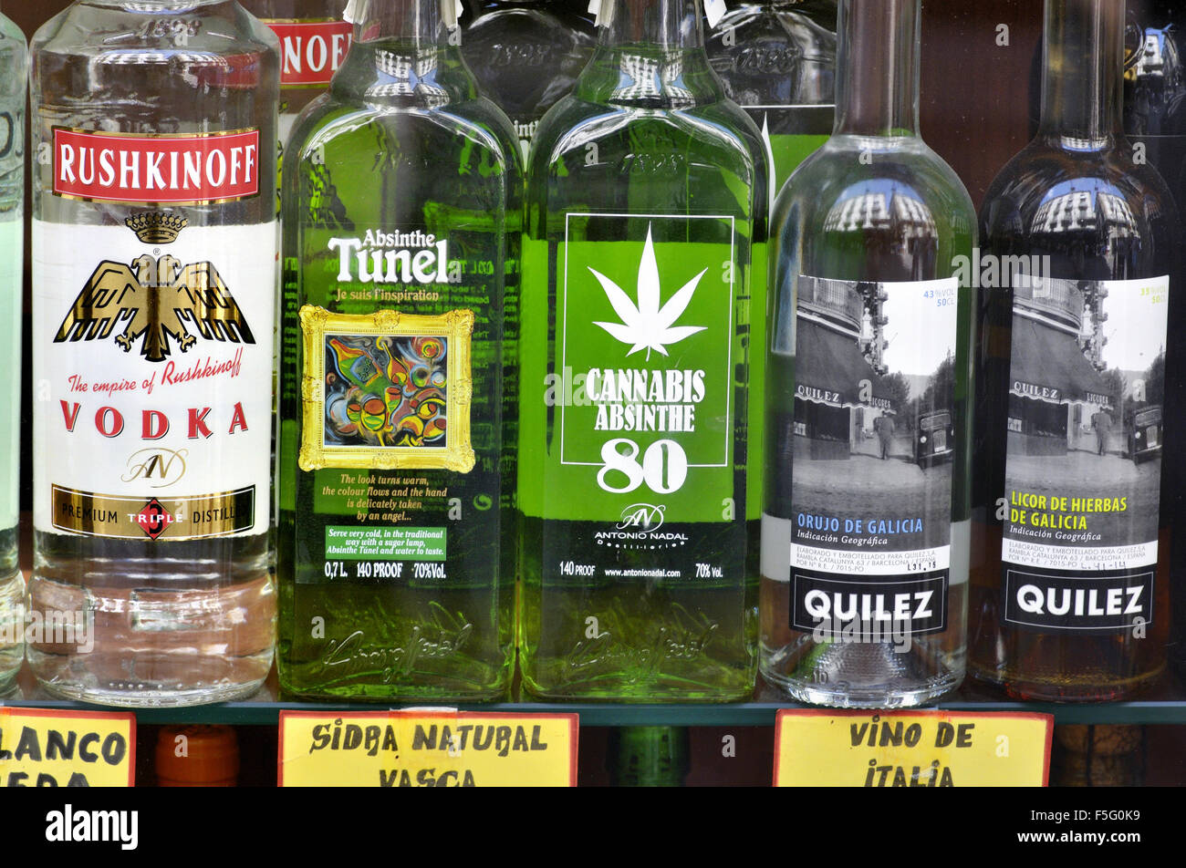 Alcoholic drinks for sale. Barcelona, Catalonia, Spain Stock Photo Alamy