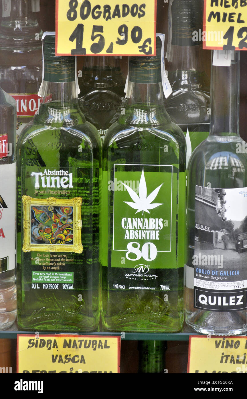 Alcoholic drinks for sale. Barcelona, Catalonia, Spain Stock Photo