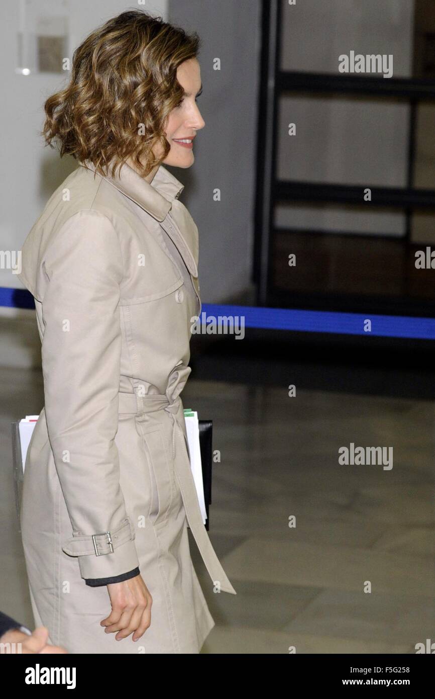 Madrid, Spain. 3rd Nov, 2015. Queen Letizia of Spain attends 'Cooperacion Espanola 2030. Espana y la nueva agenda de desarrollo sostenible' seminar at the National Library on November 3, 2015 in Madrid, Spain. © dpa/Alamy Live News Stock Photo