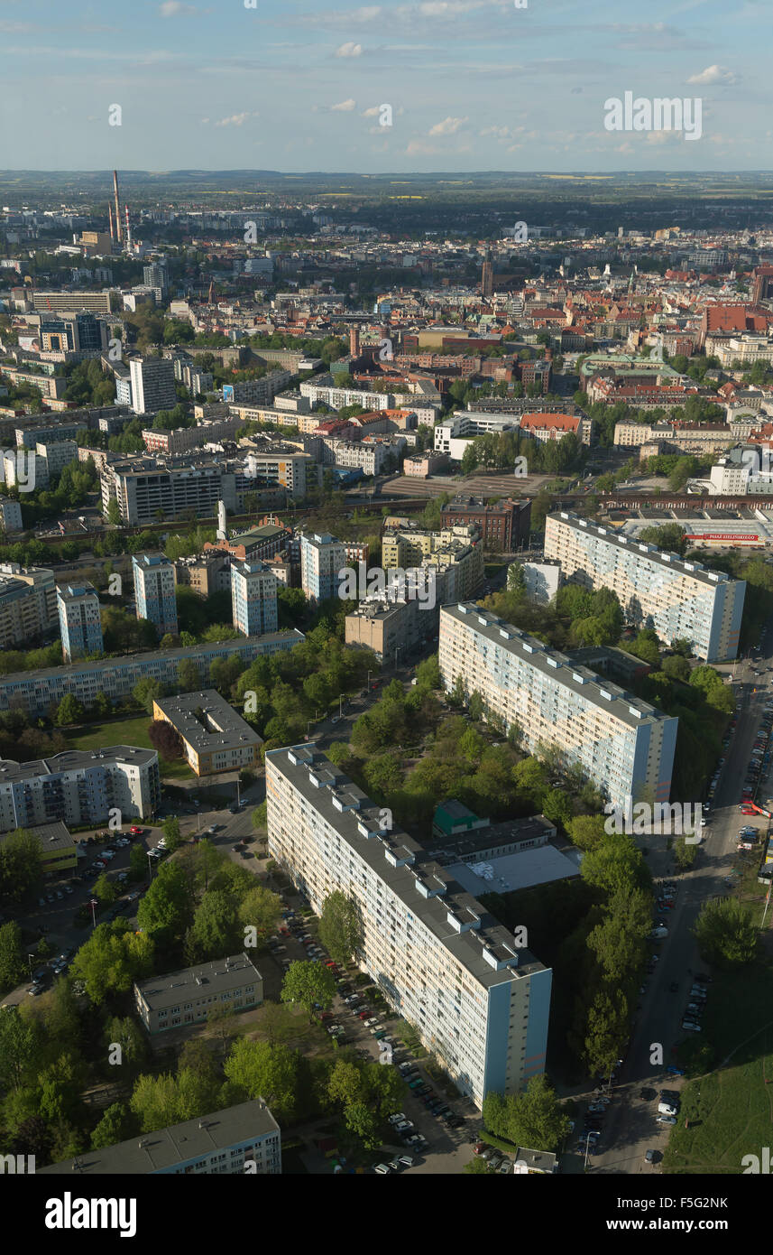 Wroclaw, Poland, view from the Sky Tower in apartment buildings in the