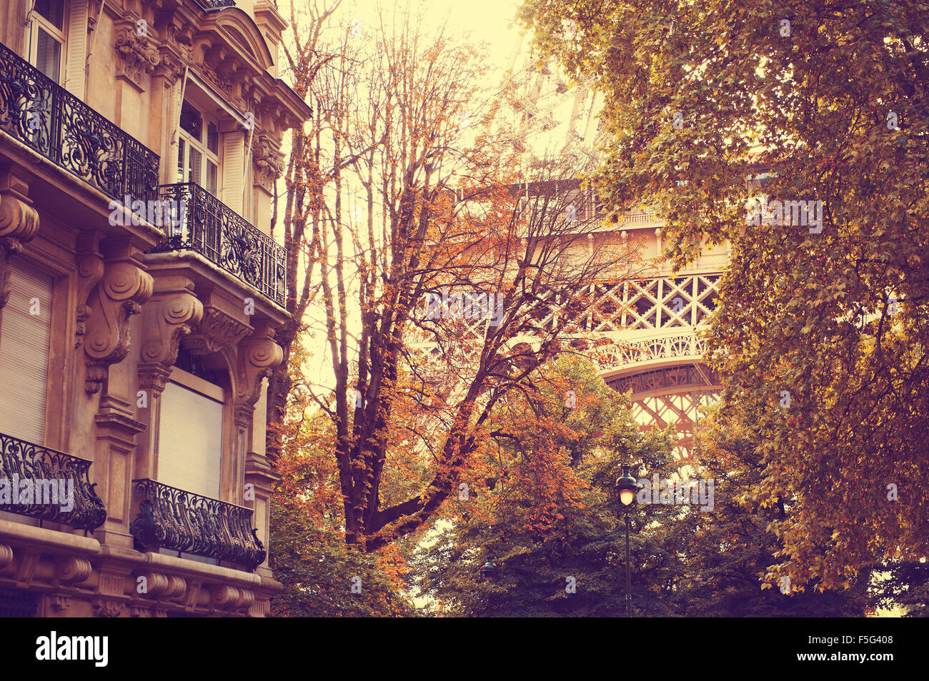 France background Eiffel tower autumn Stock Photo