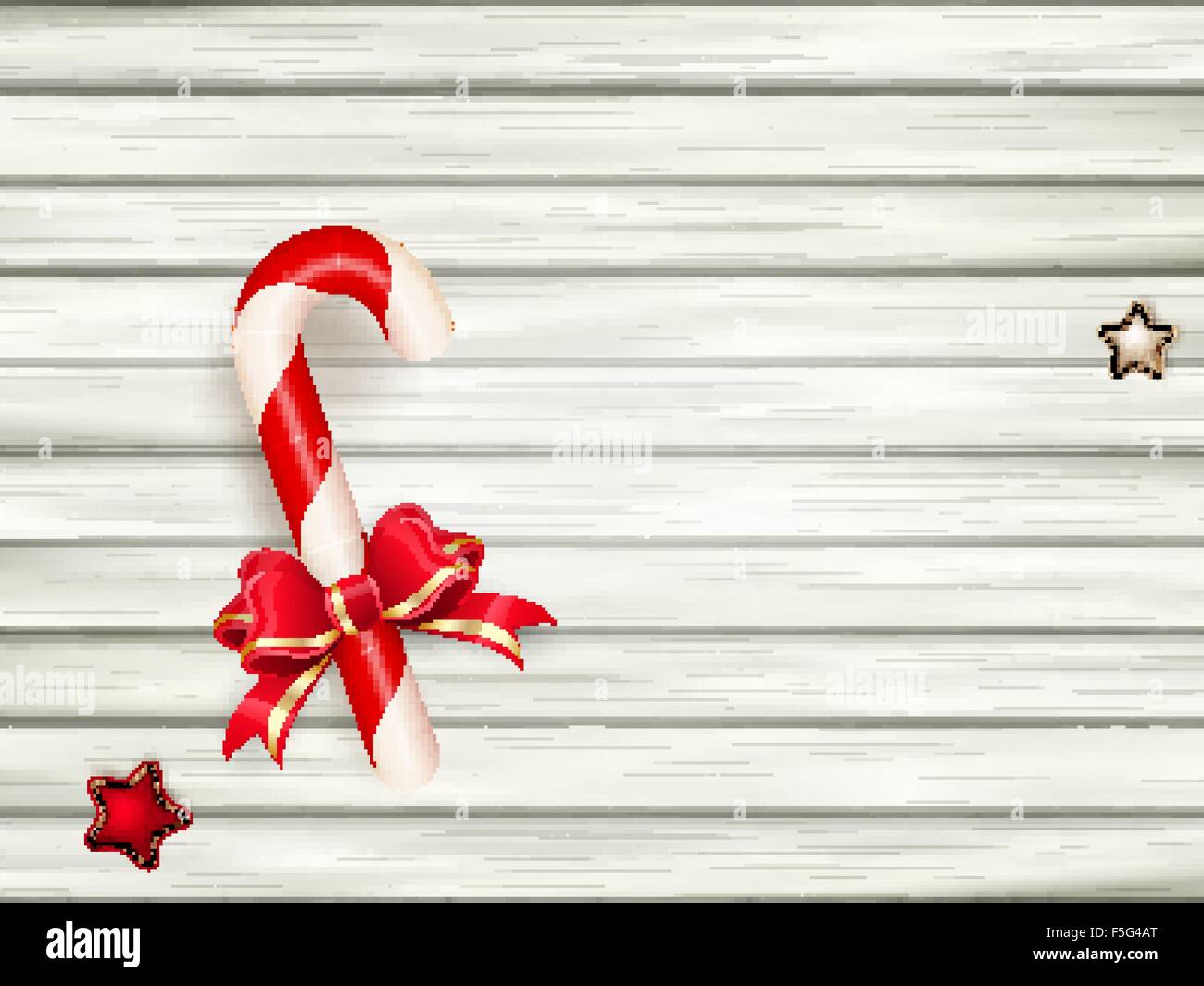 Candy cane on wooden board. EPS 10 Stock Vector