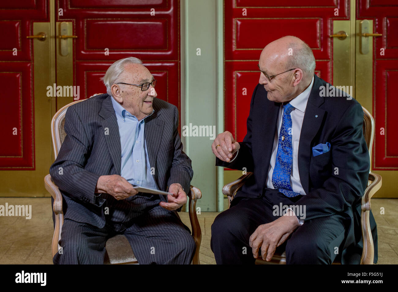 Berlin, Germany, Egon Bahr, SPD, and Wilfried Scharnagl, CSU Stock Photo