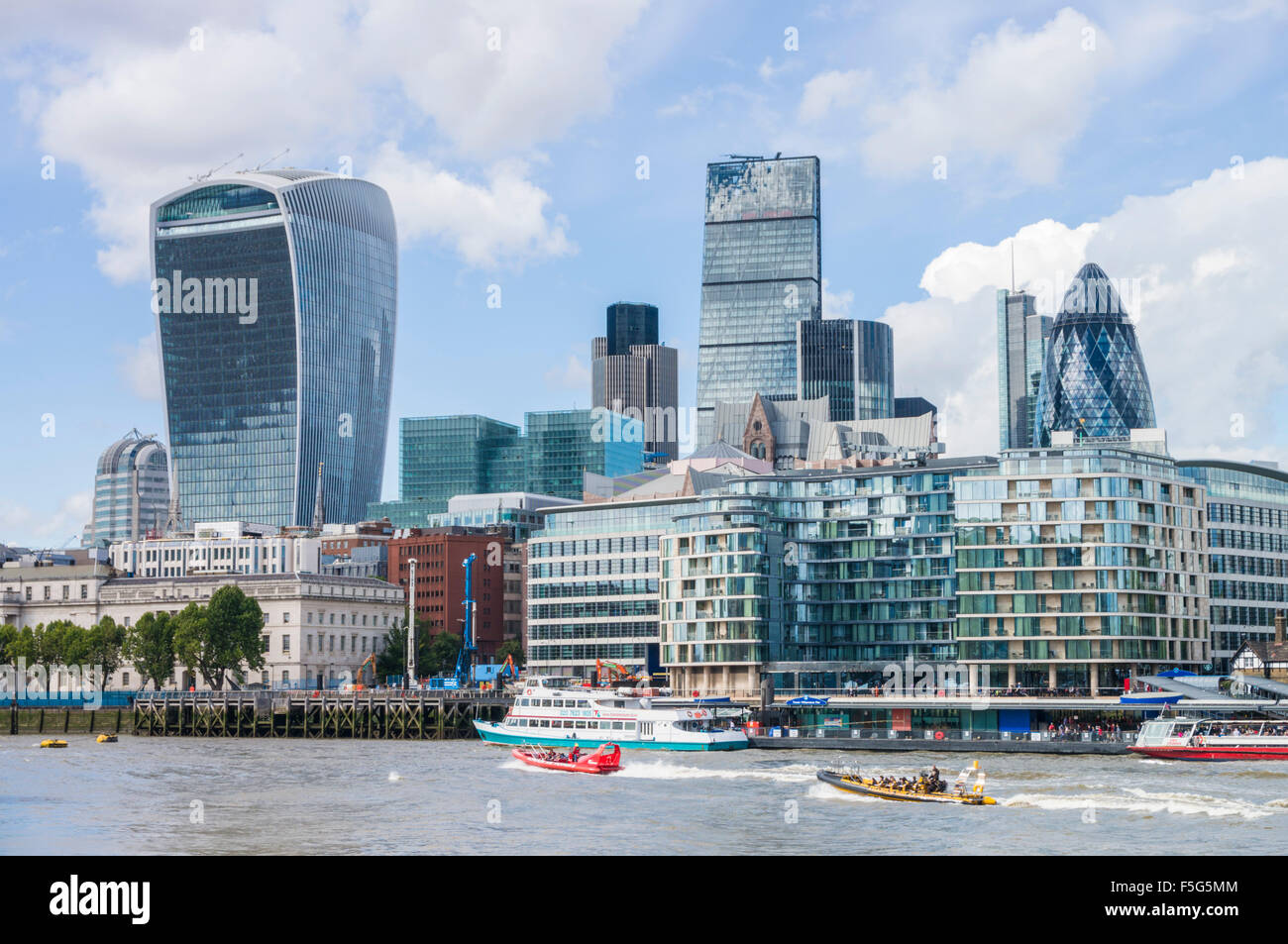 City of London skyline financial district skyscrapers River Thames City of London UK GB EU Europe Stock Photo
