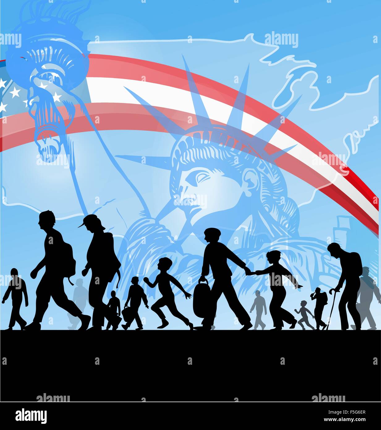 american people immigration background Stock Vector