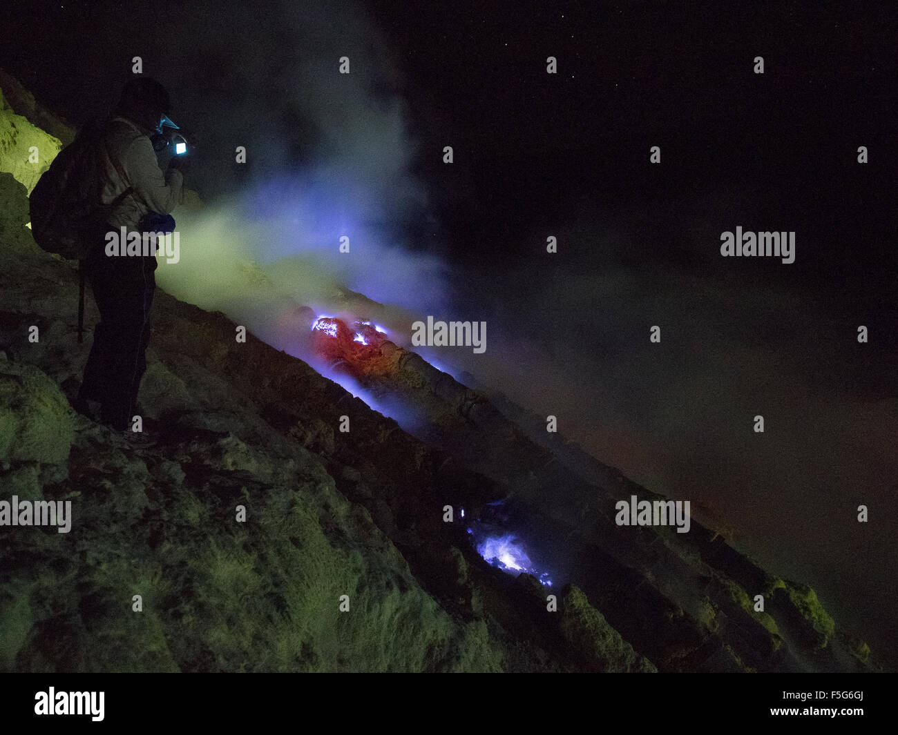 Mount Java Blue Fire Blue sulfur fires, Mt Ijen, Java Stock Photo - Alamy