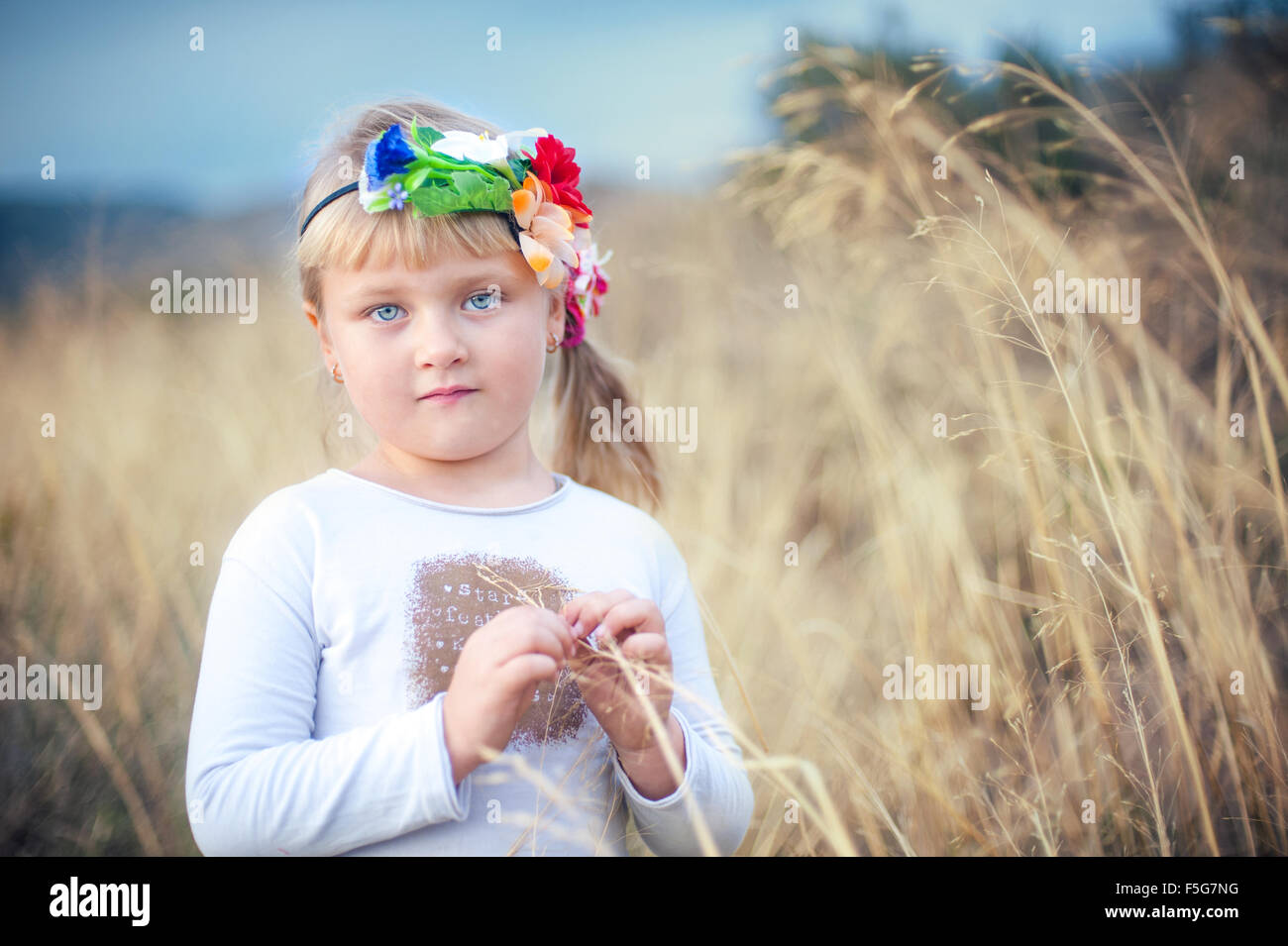 Portrait of a cute little girl 5 years Stock Photo