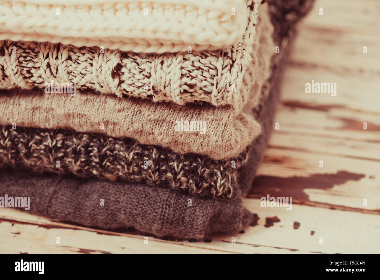 Collection of woolen clothes Stock Photo Alamy