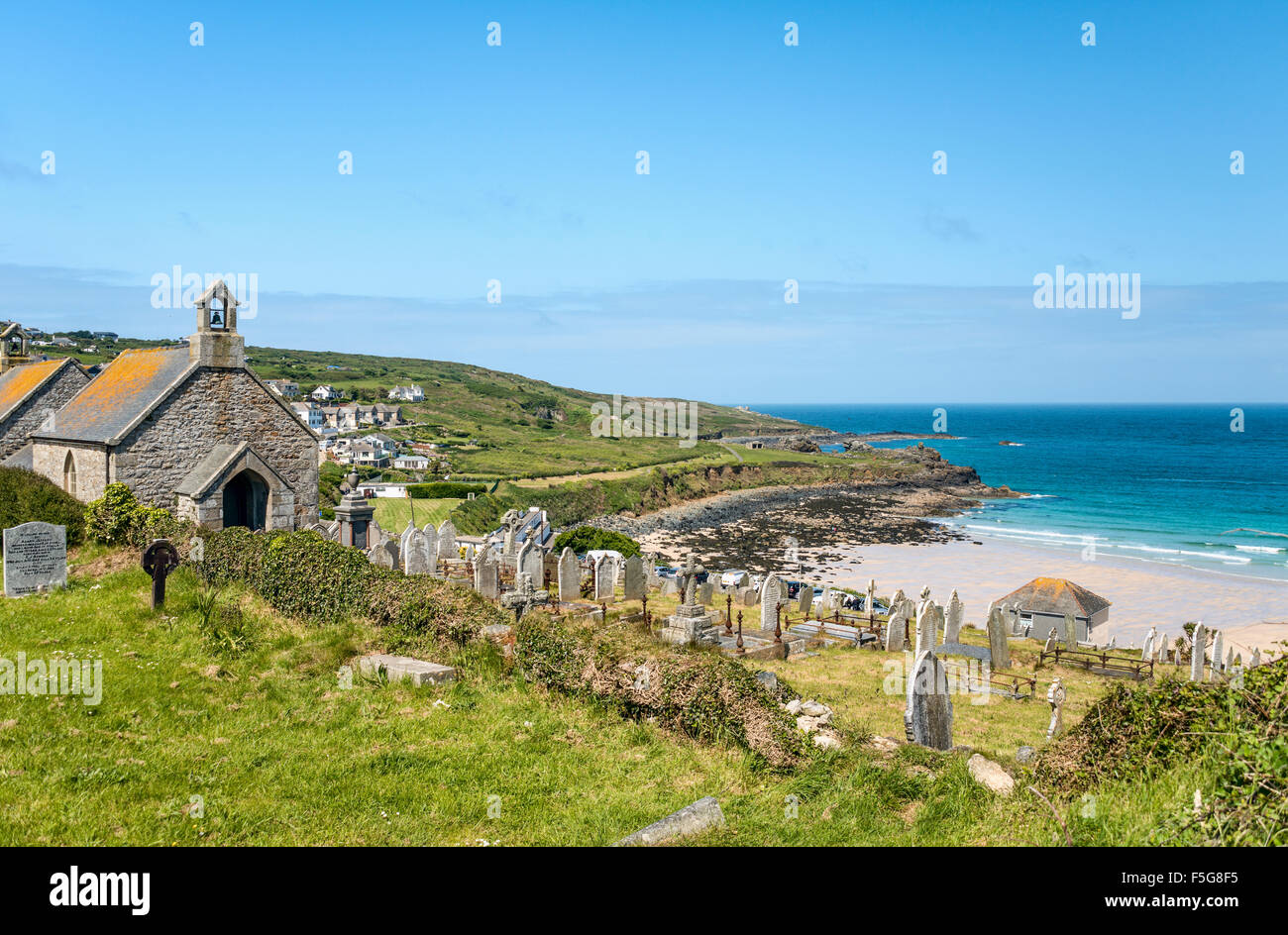 Graveyard at Porthmeor Beach, St.Ives, Cornwall, England, UK Stock Photo