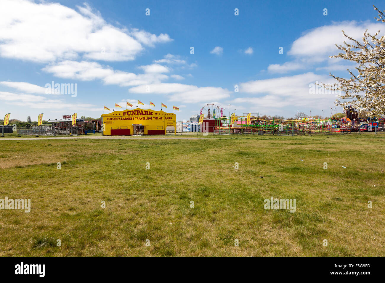 Travelling fairgroun on Woolwich Common, Woolwich, London, UK Stock Photo