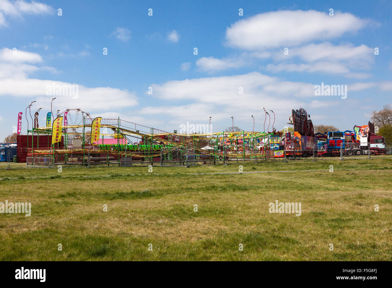 Travelling fairgroun on Woolwich Common, Woolwich, London, UK Stock Photo
