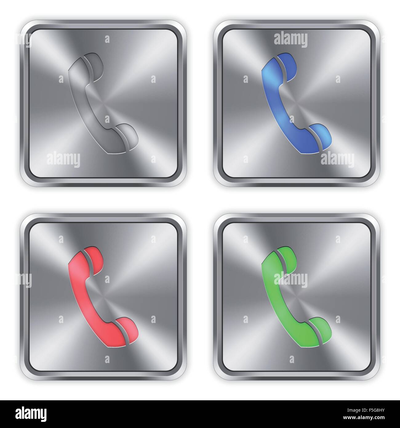 Color call icons engraved in glossy steel push buttons. Well organized ...