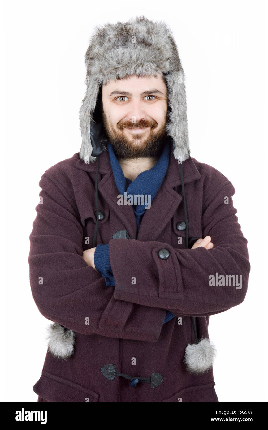 young casual man portrait with a russian hat Stock Photo - Alamy