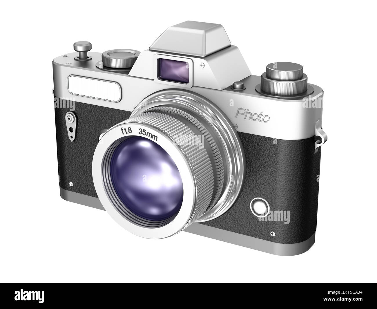Retro camera isolated on white background Stock Photo - Alamy
