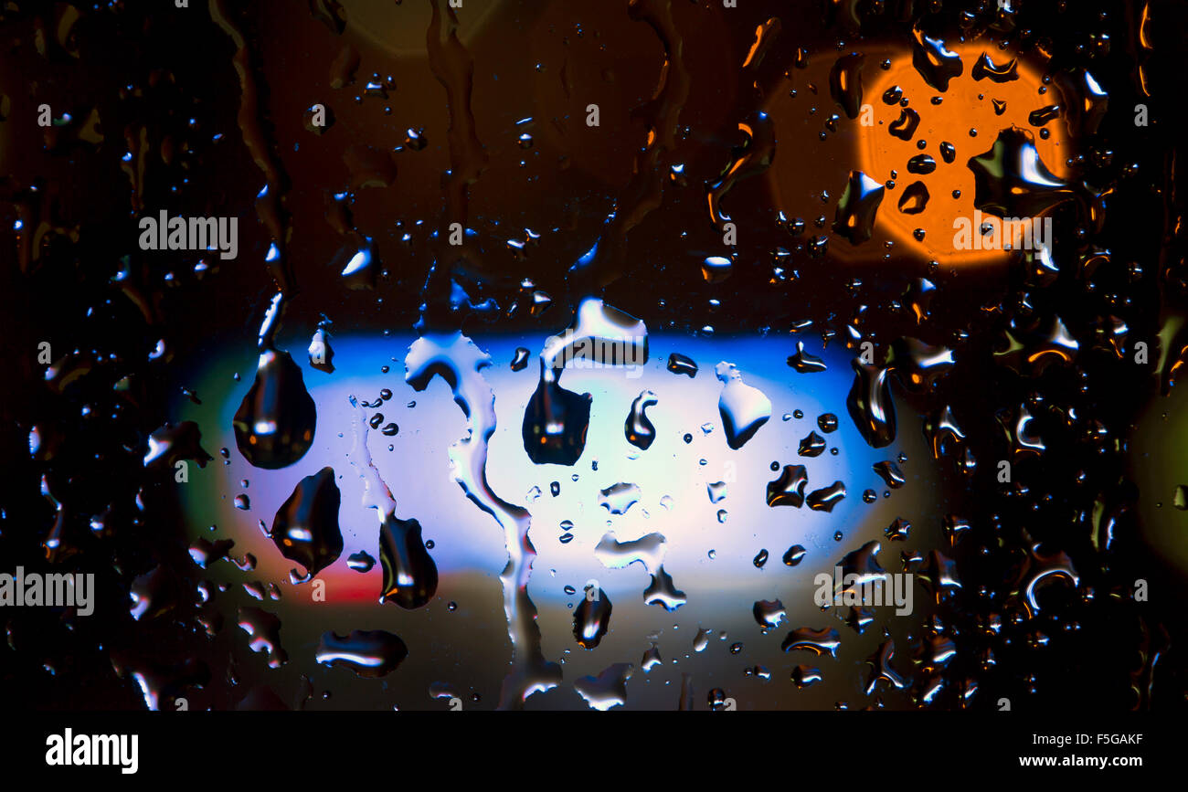 Rain drops and neon lights Stock Photo Alamy