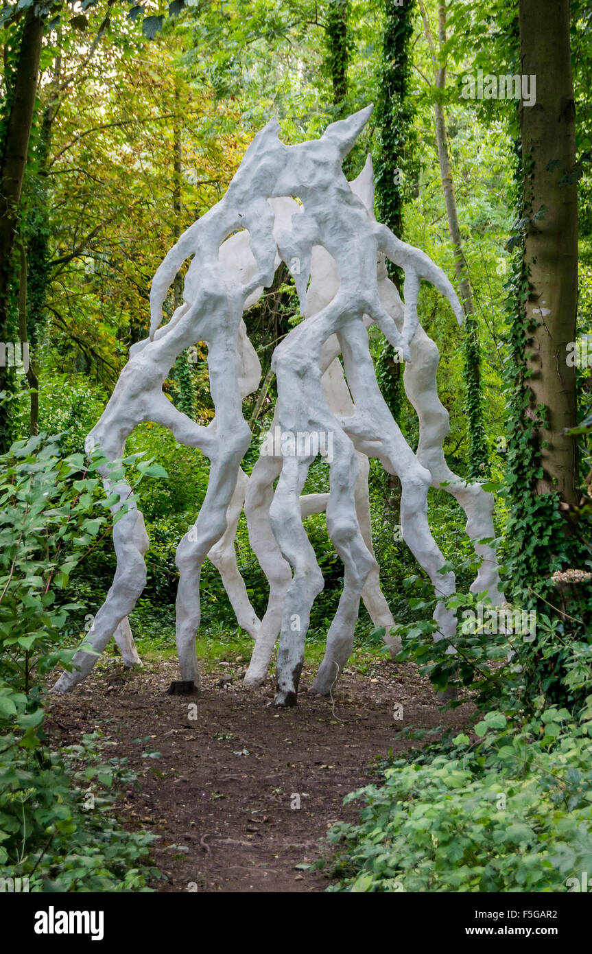 Souche art installation by Yuhsin U Chang, Hortillonnages, Amiens, Somme, Picardie, France Stock Photo