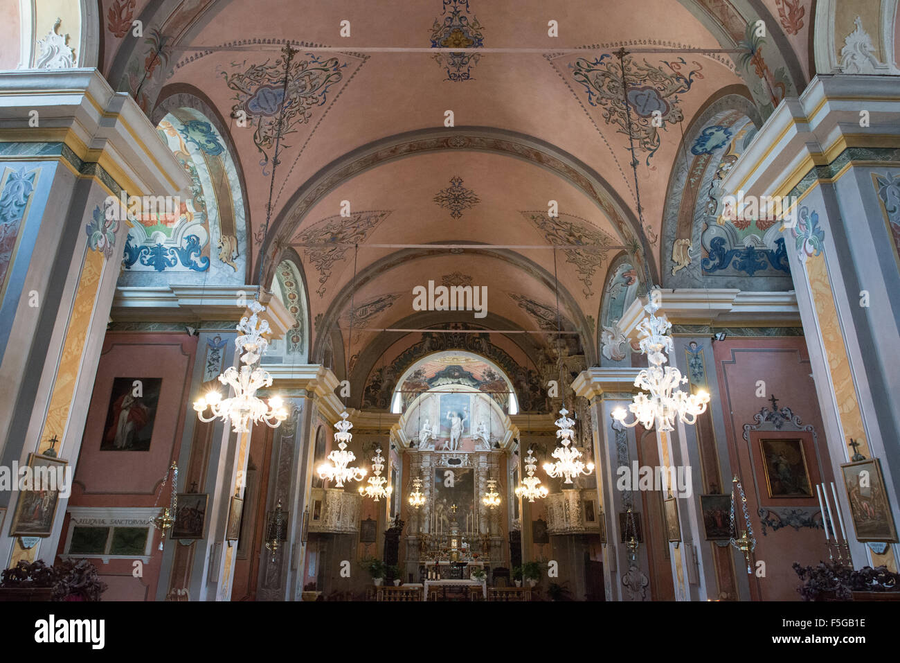 Tremosine, Italy, Indoors the Church of St. John the Baptist in Pieve Stock Photo