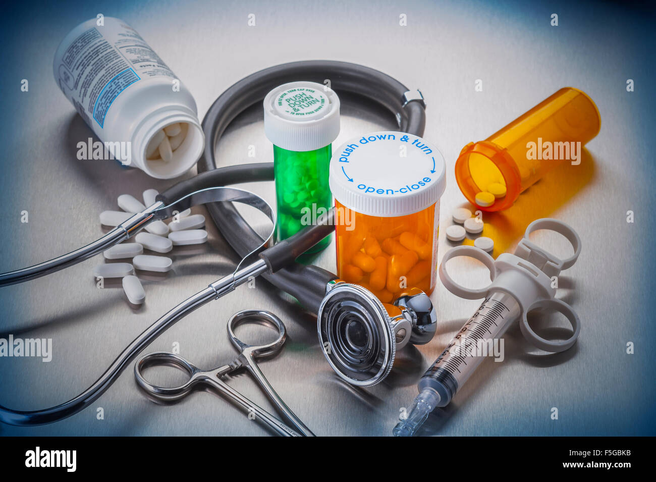 Medical tools used by doctors and nurses in the care of hospitalized patients Stock Photo