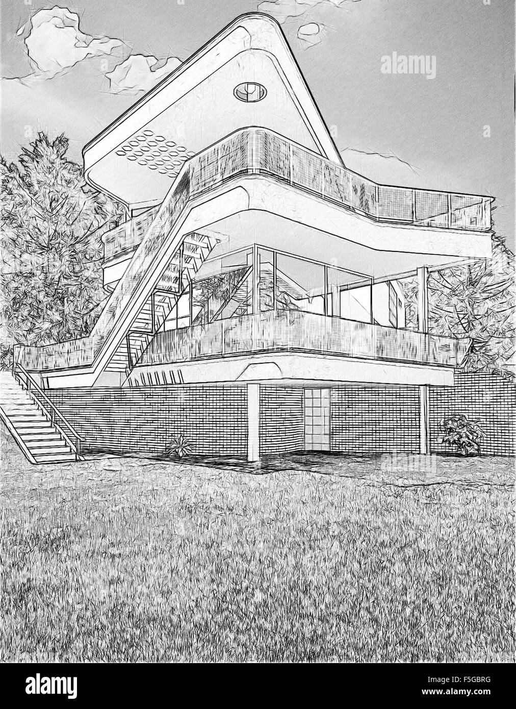 House Layout And Architectural Drawings Stock Photo