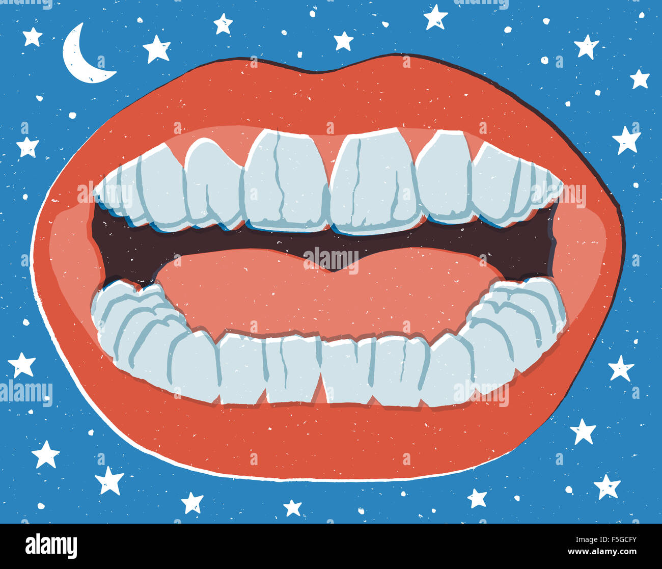 Snapping Jaw Syndrome. Snapping jaw shut during sleep. Stock Photo