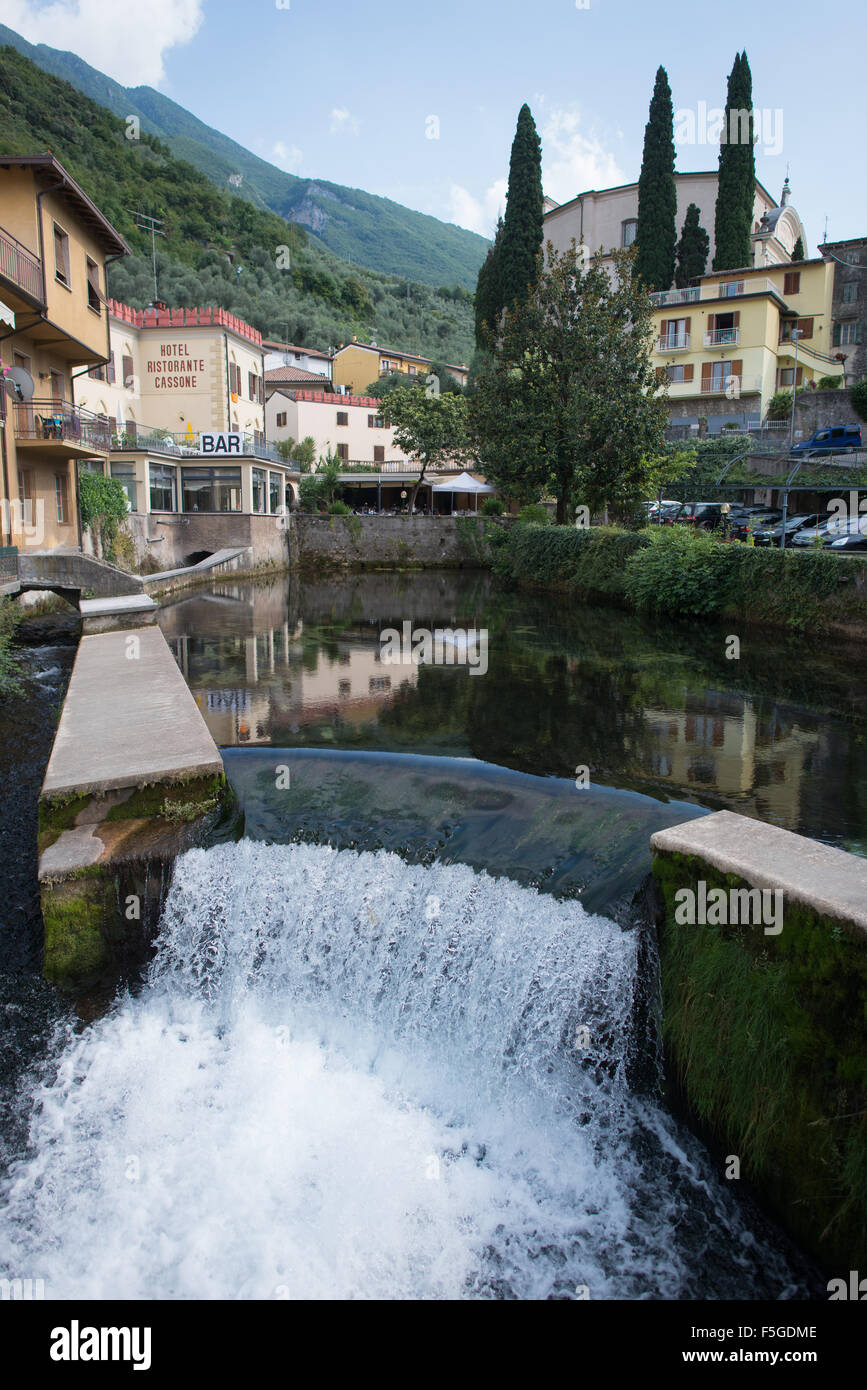 Cassone, Italy, the river Fiume Aril, the shortest river in Italy and the world Stock Photo