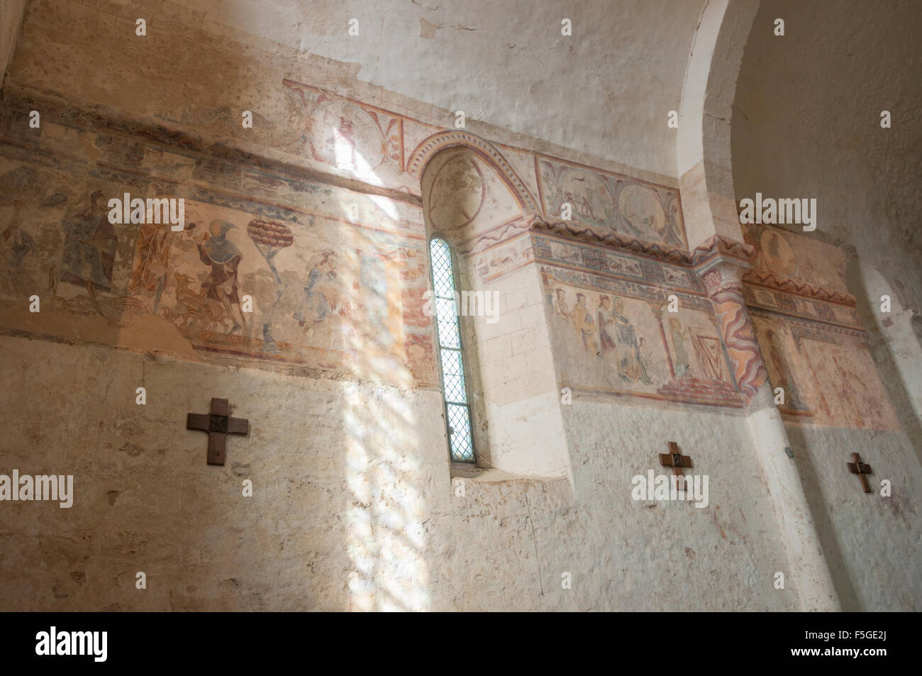 Frescos at the Eglise du Vieux, Pouzauges, Vendee, France Stock Photo