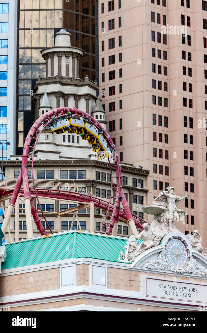 Las Vegas, Nevada.  Roller Coaster at the New York New York Hotel and Casino. Stock Photo
