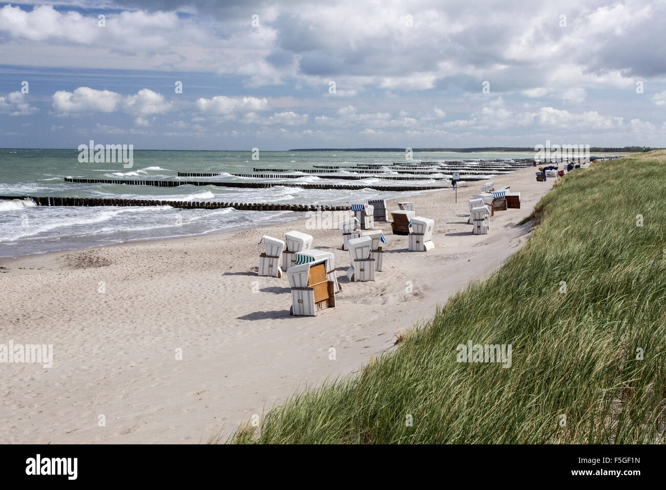 Beach at Warnemunde on Baltic coast, Germany Stock Photo