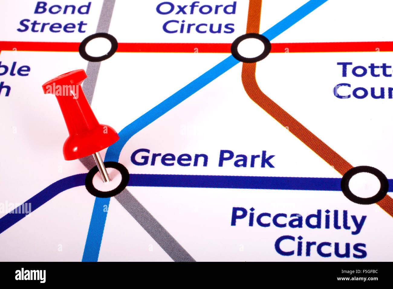 LONDON, UK NOVEMBER 1ST 2015 A map pin marking the location of Green