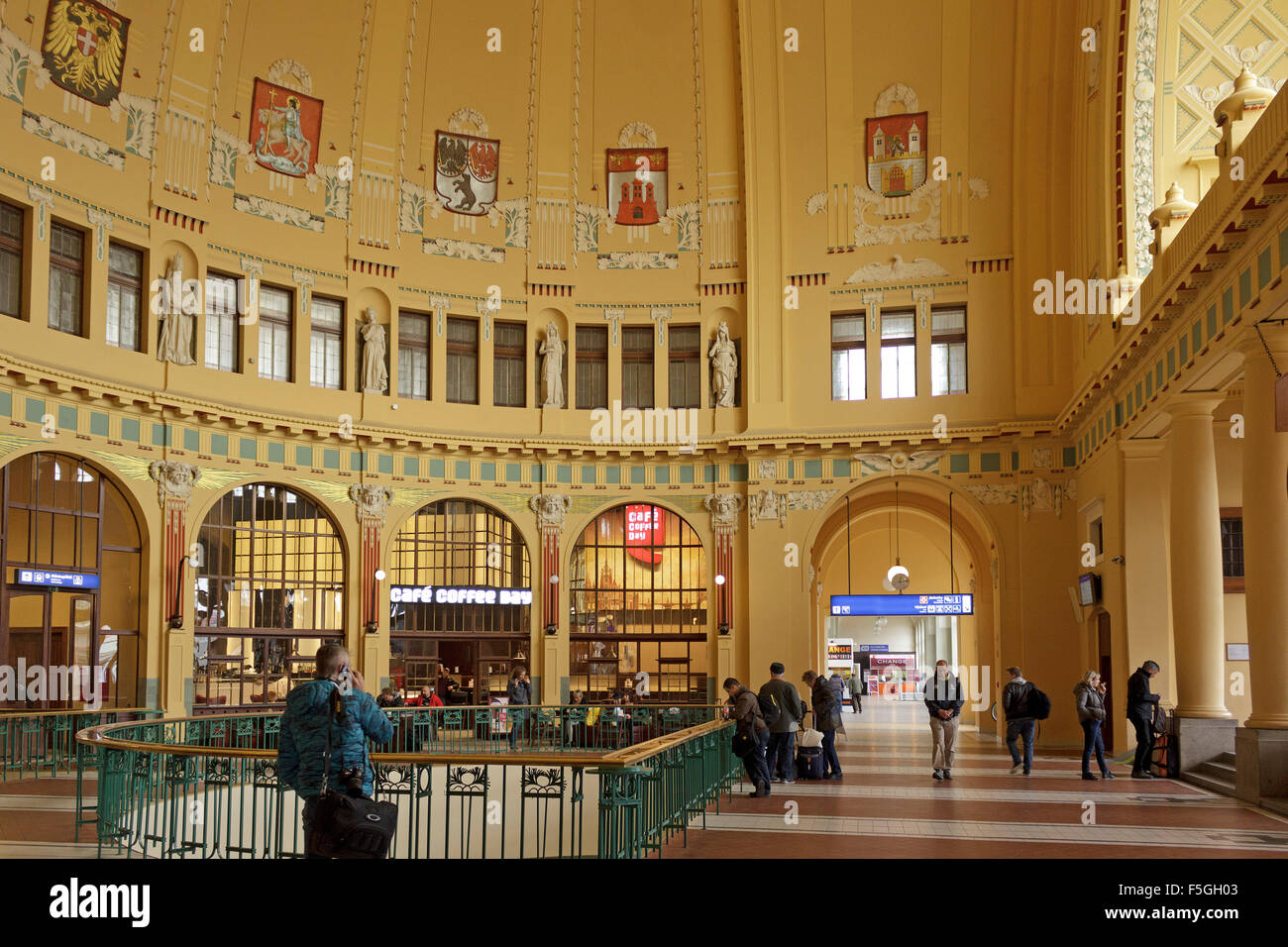 Art Nouveau hall, central railway station, Prague, Czech Republic Stock
