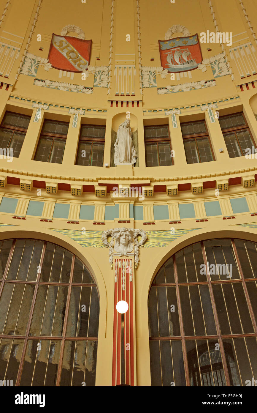 Art Nouveau hall, central railway station, Prague, Czech Republic Stock