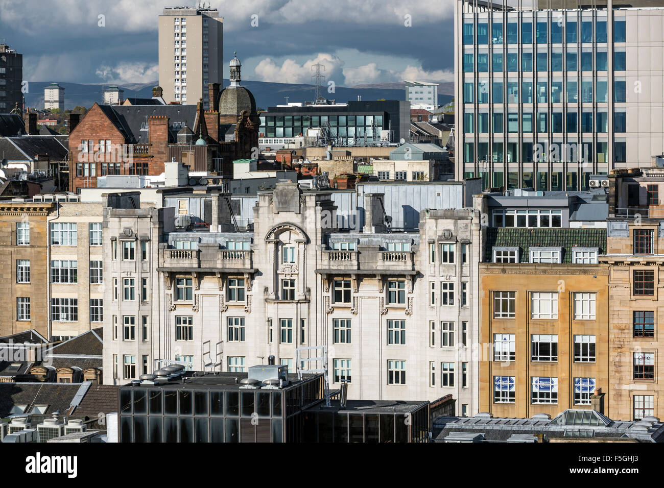 Rooftop view over Glasgow city centre, Scotland, UK Stock Photo