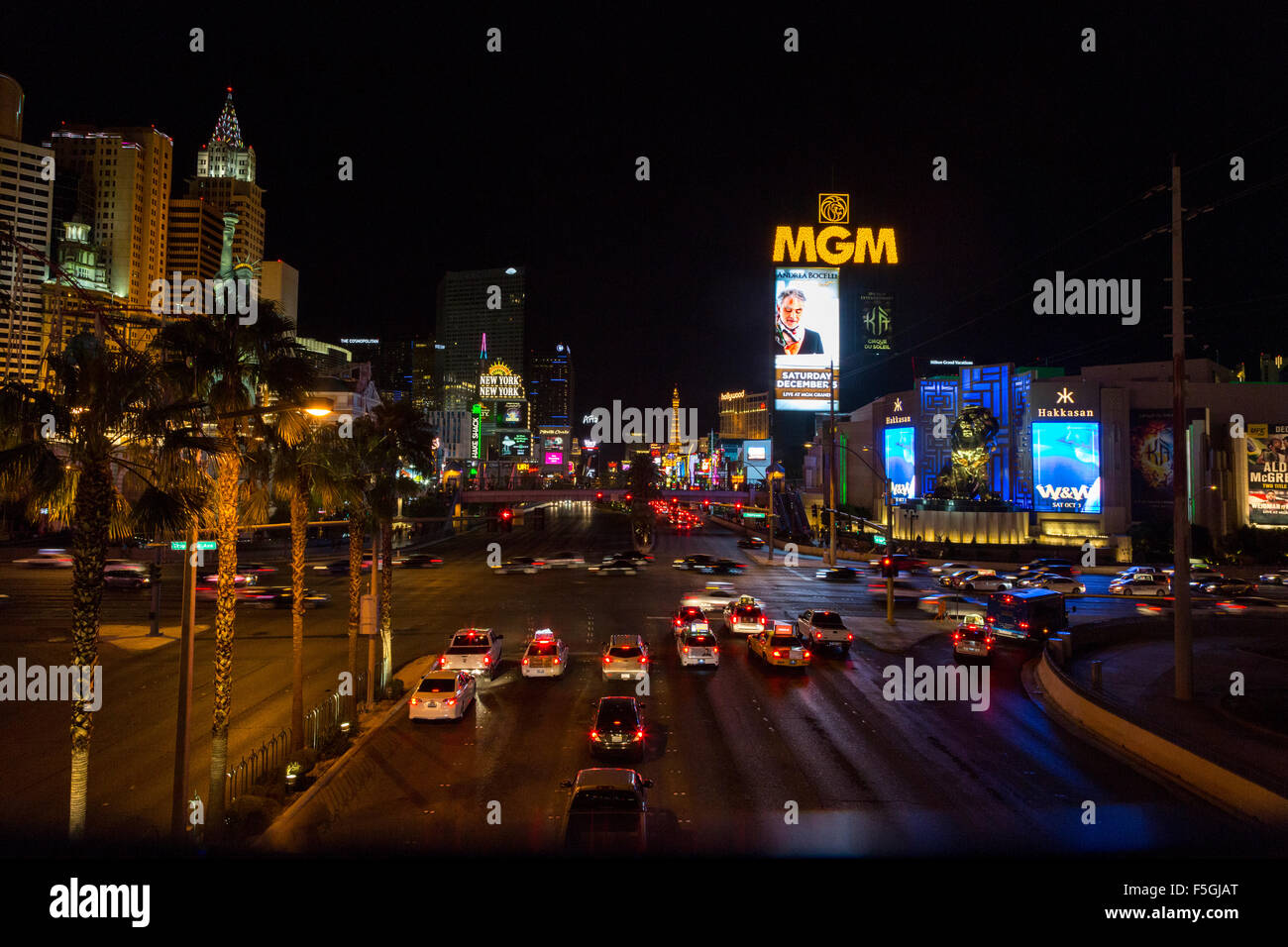 Las Vegas, Nevada.  Las Vegas Boulevard, The Strip, at Night. Stock Photo