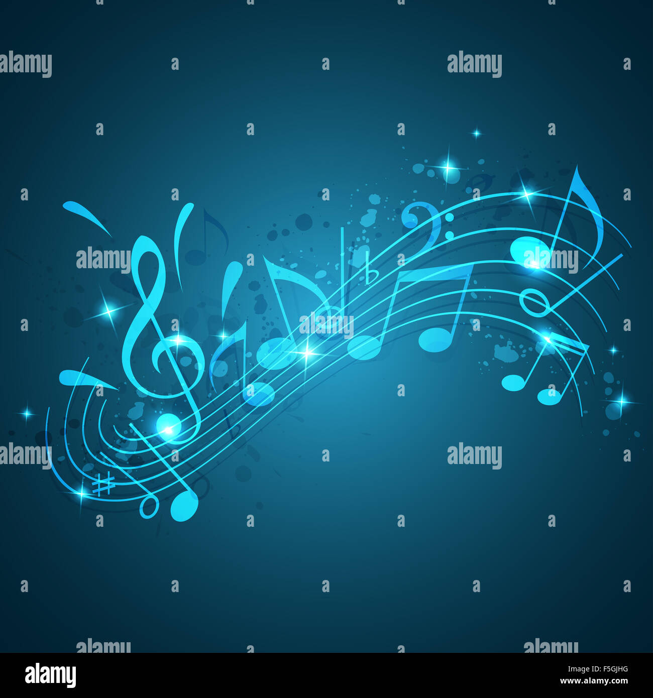 Blue abstract music background with notes Stock Photo Alamy