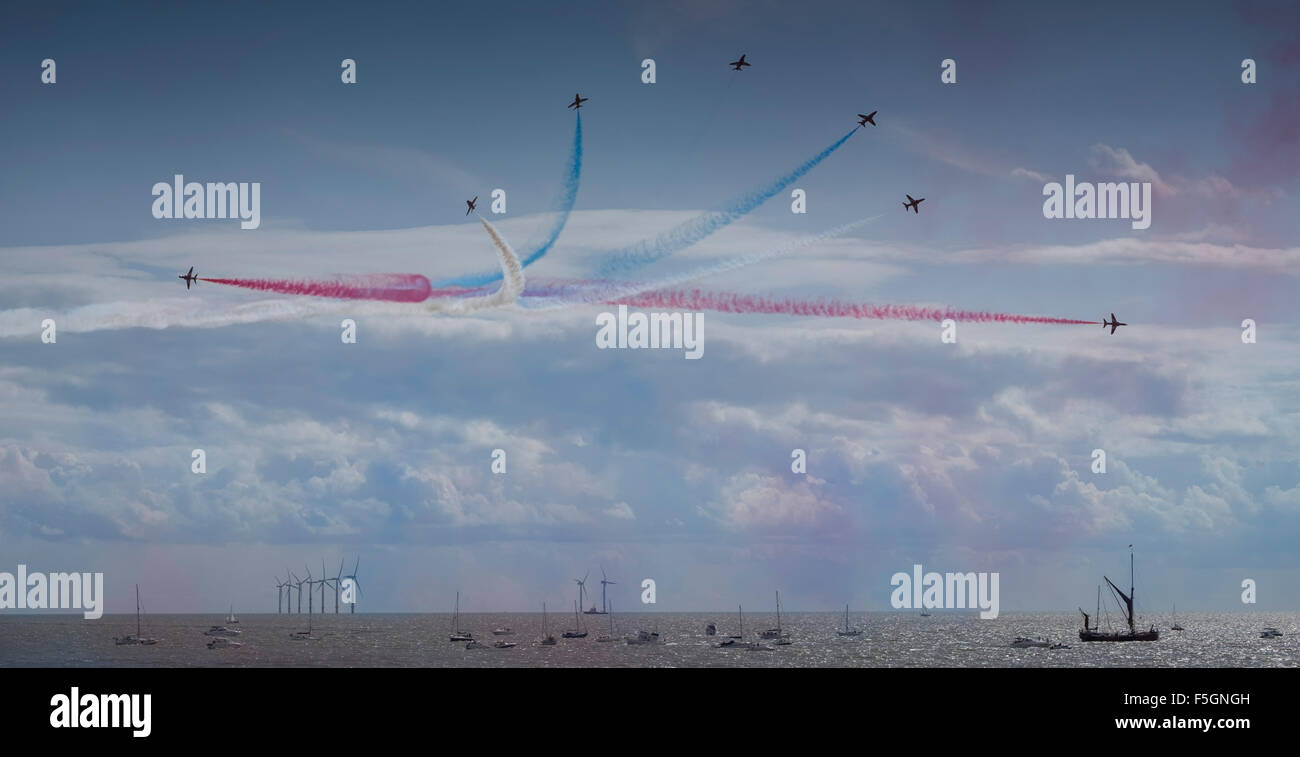 red arrows at clacton on sea airshow Stock Photo