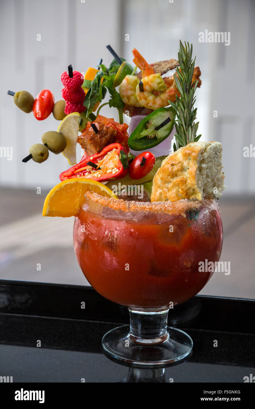 Bloody Mary in a plastic cup outside Stock Photo - Alamy