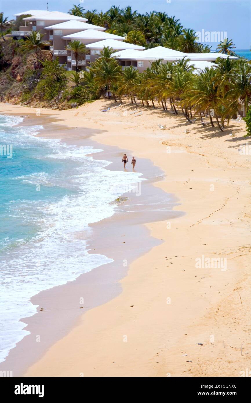 Fabulous beach at Curtain Bluff resort and bay on the  south coast of Antigua. Caribbean Stock Photo